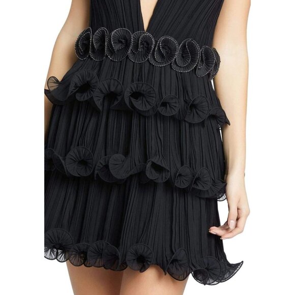 Mac Duggal 49120 Size 8 Black Pleated Tiered Ruffle Short Cocktail Party Dress - Picture 3 of 11